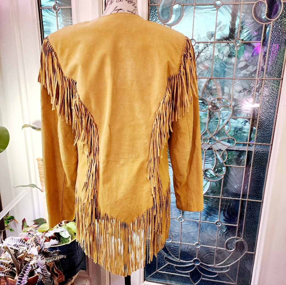 Canyon Creek Vintage Yellow Fringe Leather Jacket - Picture 6 of 15